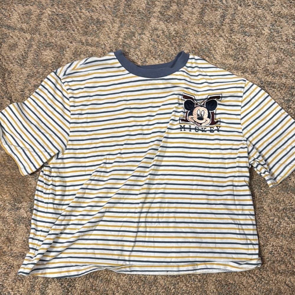 Disney Mickey Mouse Striped Kids Shirt - Yellow and Blue